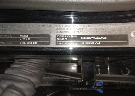 2005 Bentley Continental Gt from USA, damaged, VIN SCBCR63WX5C029598